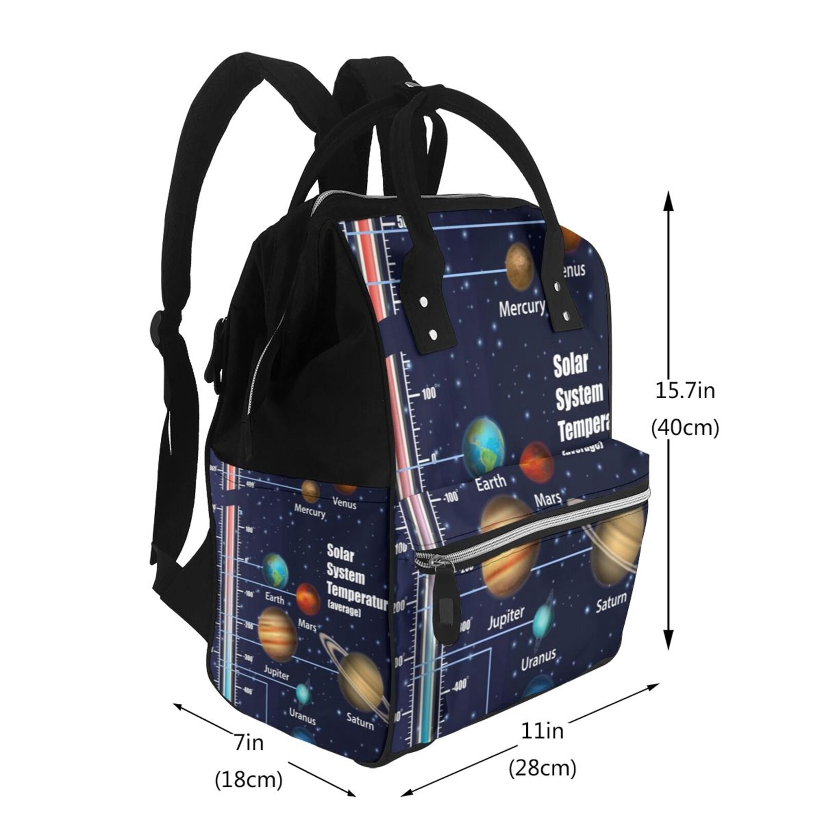 Ratiio Solar System Mummy Backpack - Waterproof Twill Canvas, Large Capacity Diaper Bag with Multiple Pockets and Adjustable Straps