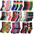 thumbnail image 3 of ToBeInStyle Women's Pack of 12 Randomly Assorted Pairs of Fashion Printed Crew Socks Size 9-11, 3 of 5