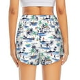 thumbnail image 4 of Uemuo Hawaii Palms Pattern Women's Athletic Shorts High Waisted Running Shorts with Liner Pockets Gym Elastic Workout Shorts-X-Large, 4 of 9