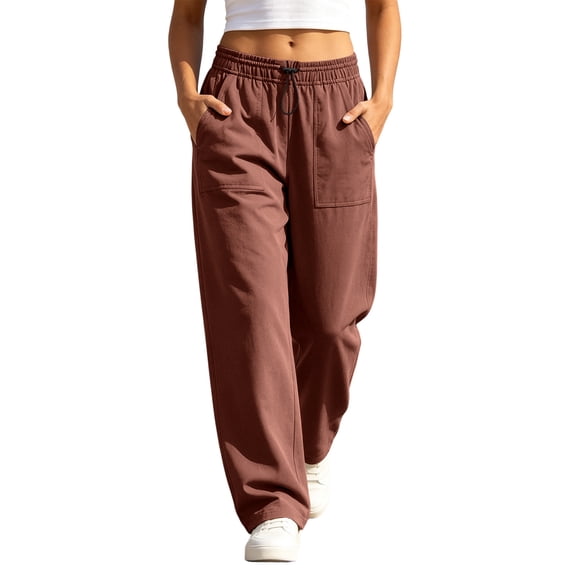 Dagugfen Athletic Pants for Women Elastic Waist Drawstring Loose Fitted Outdoor Activewear Trousers with Pockets