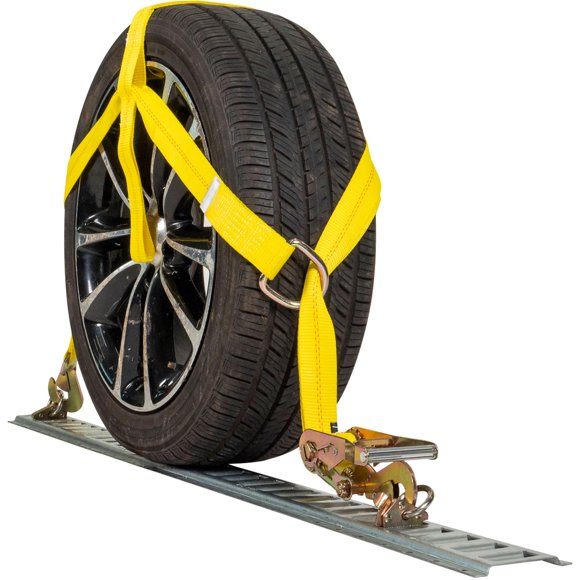 US Cargo Control Filet de Roue Réglable avec Sangle Supérieure de 2 Pouces, Équipé d'Un Crochet Torsadé et d'Un Cliquet, Facile à Utiliser pour l'Attache du Véhicule, Limite de Charge de 333 Livres