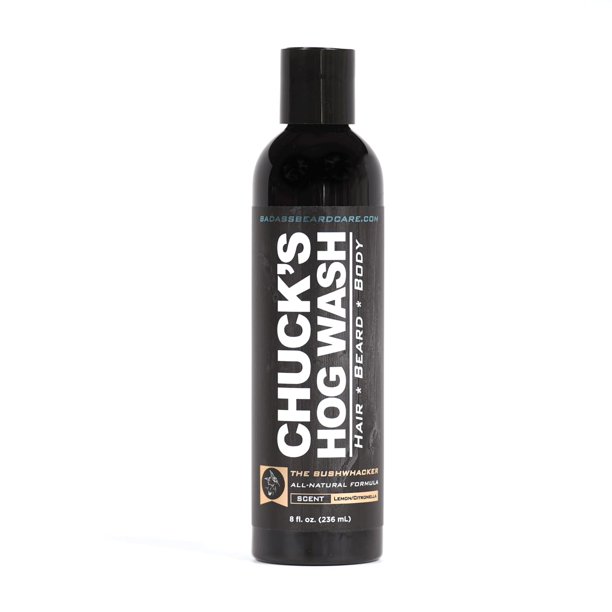 Chuck's Hog Wash – Gel de baño natural para barba y cuerpo – El aroma Bushwhacker 8 oz – Deja tu barba más suave que nunca y es adecuado para uso diario