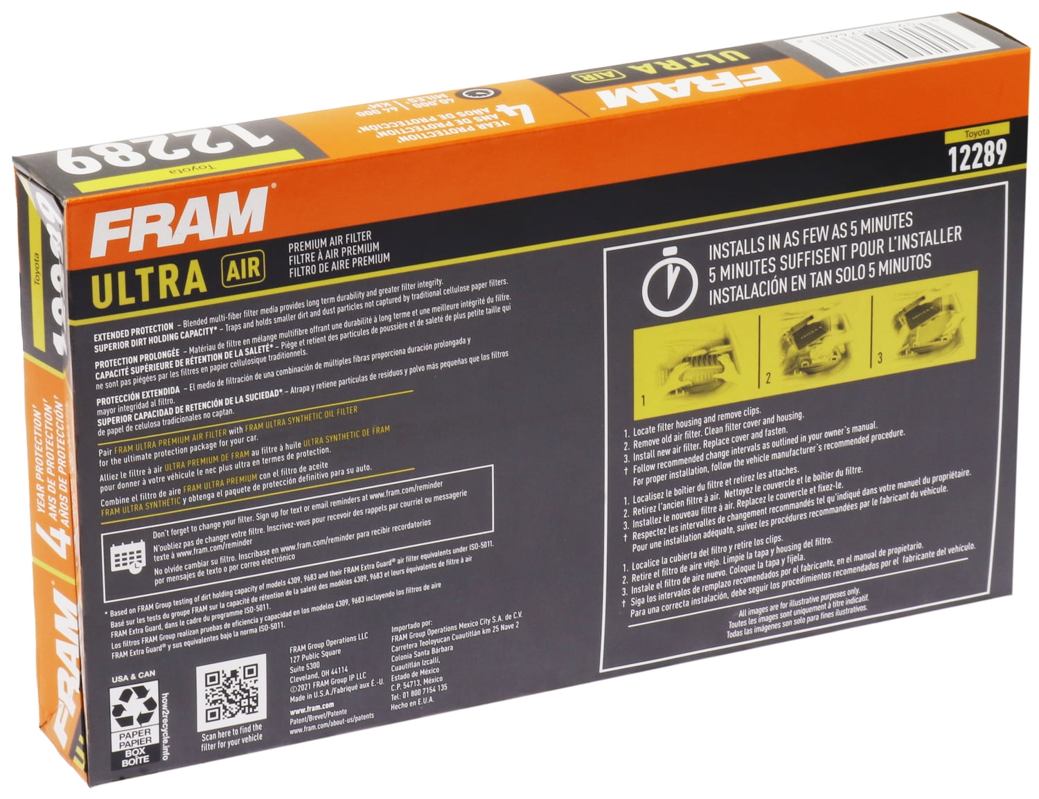 FRAM Ultra Air XGA12289, Premium Engine Air Filter for Select 