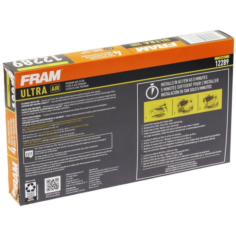 FRAM Ultra Air XGA12289, Premium Engine Air Filter for Select