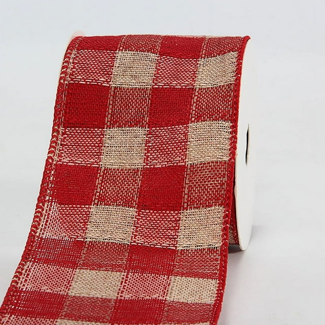Nvzi Rollos de cinta de arpillera navideña de 10 yardas, cinta decorativa para envolver regalos, coronas, lazos, decoración, A10