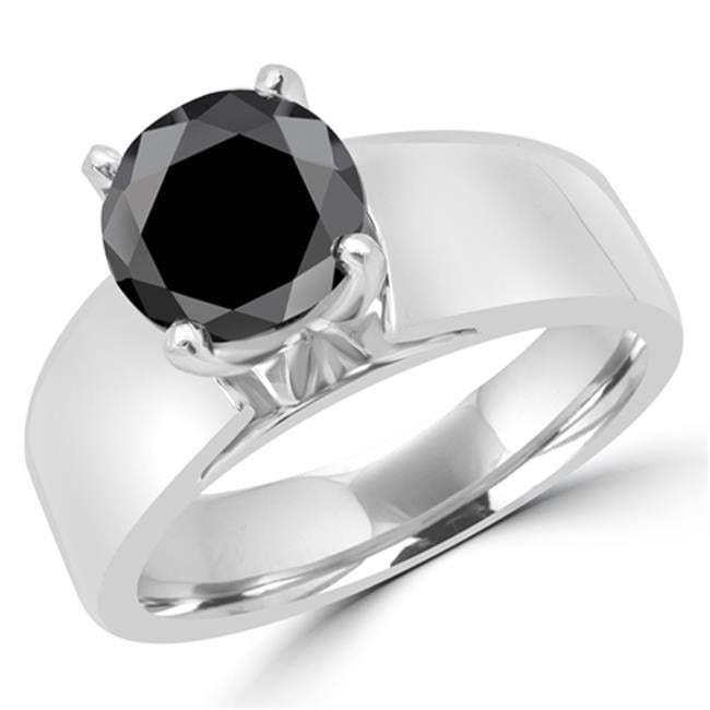 Details about   1.95 Ct Silver Round Shape Black Diamond Solitaire Ring Awesome Quality AAA