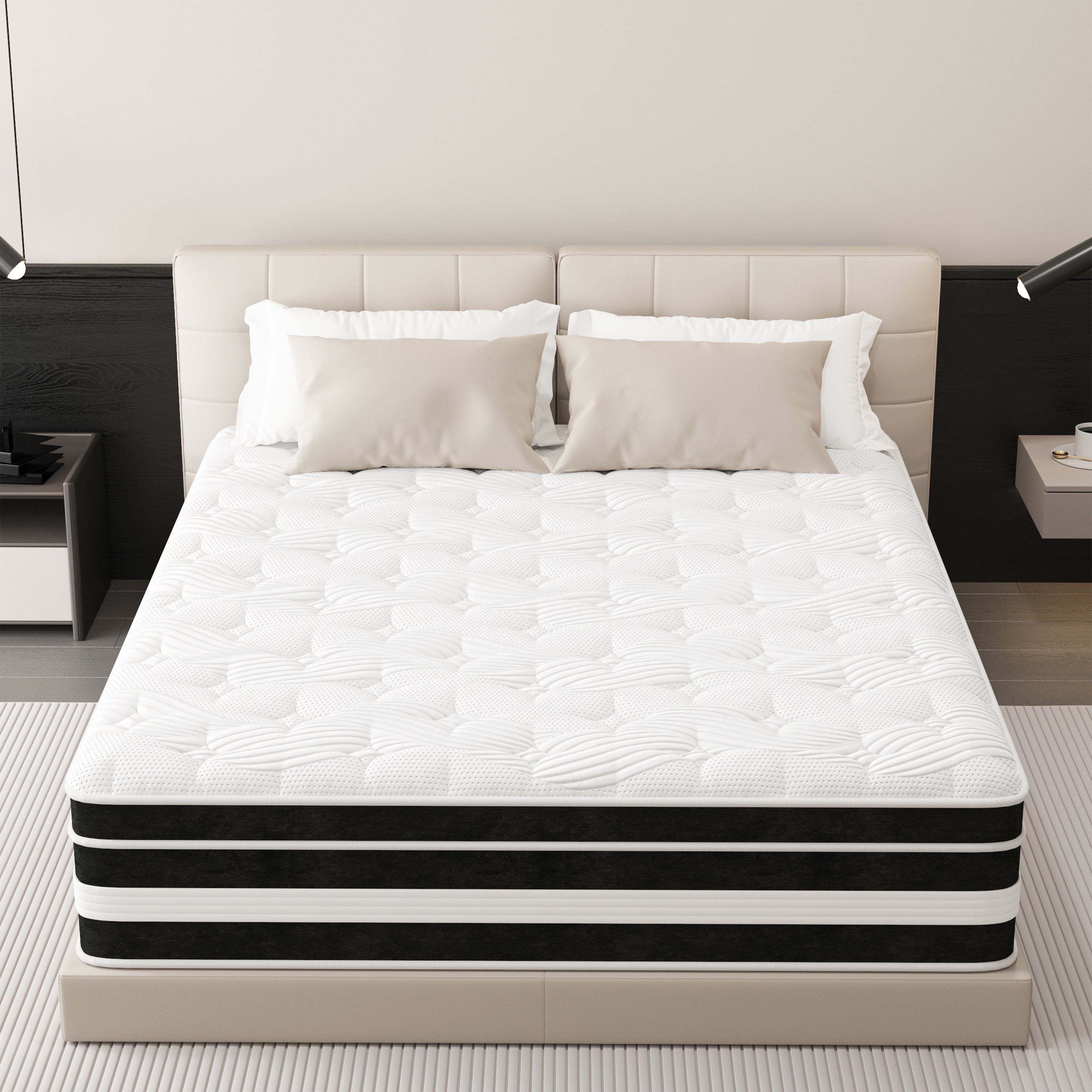 10 inch King Mattress,Gel Memory Foam & Spring Hybrid Medium Comfort King Size in a Box , Pressure Relief, Motion Isolation,CertiPUR-US