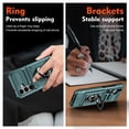 thumbnail image 7 of For Samsung Galaxy S25 FE 5G Phone Case with Finger Ring Holder Kickstand, Card Slots，Heavy Duty Shockproof Rugged Protective Working with Magnetic Car Phone Mount,Green,For Galaxy S25 FE 5G, 7 of 7