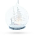 thumbnail image 2 of White Deer in Snow Globe with Glistening Snowflakes Glass Christmas Ornament, 2 of 4