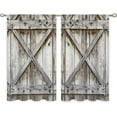 thumbnail image 6 of Farmhouse Grey Barn Door Small Kitchen Curtains Rustic Wooden Plank Window Treatment Country Wood Vintage Western Cafe Short Curtains for Bathroom Dining Room Tier Treatment Drapes 27.5"x39", 6 of 6