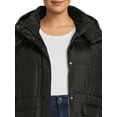 BCBG Paris Women's Plus Size Long Puffer Coat with Hood