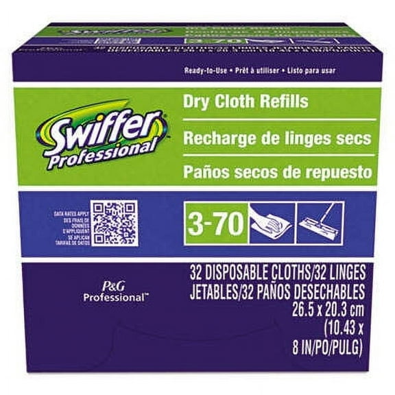 2PK Swiffer Dry Refill Cloths, 10.63 x 8, White, 32/Box (33407BX)