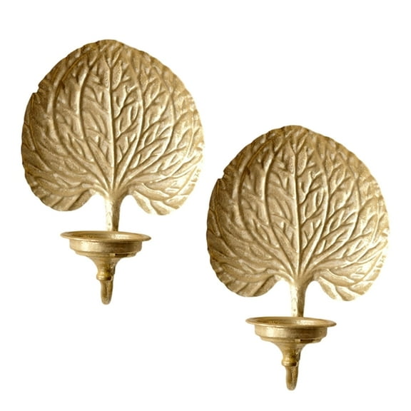 Pack of 2 Metal Candle Sconces Wall Decors With Intricate Carving Iron Detail