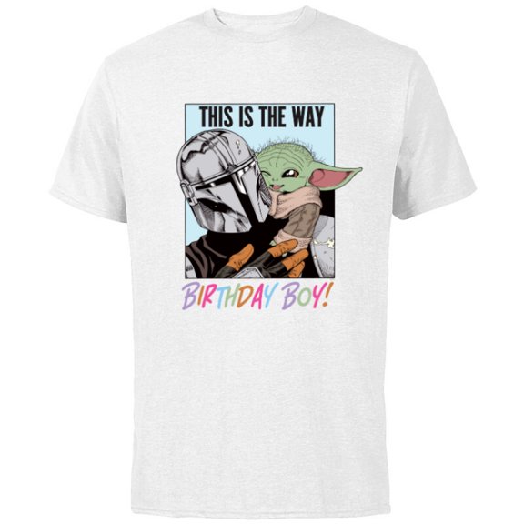 Star Wars Grogu The Mandalorian This is the Way Birthday Boy - Short Sleeve Cotton T-Shirt for Adults - Customized-White