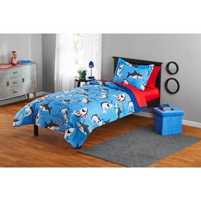Mainstays Kids Sharks Coordinated Complete Bed In A Bag 1 Each