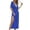 Blue, variant on Women's Sheer Beach Dress Cover Up V Neck Split Drape Maxi Dress with Waist for Swimwear and Resort Wear,One Size