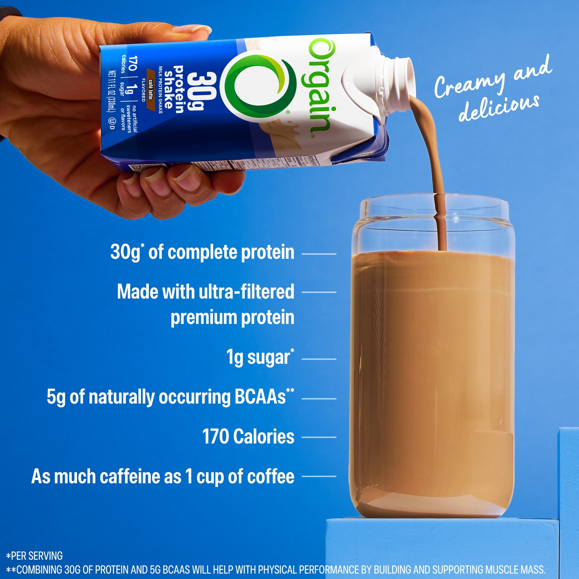 Orgain 30g Protein Shake, Dairy Based, Café Latte 11oz, 4ct​