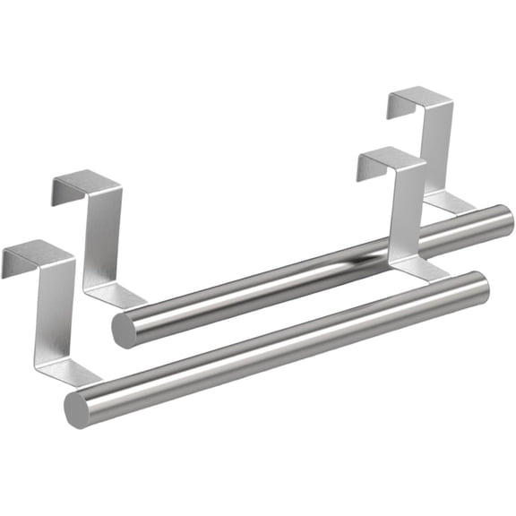 Cabinet Door Towel Bar, Dish Towel Rack for Cabinet, Stainless Steel Kitchen Towel Holder, Over The Door Hand Towel Hanger for Kitchen Bathroom Cupboard, 2 Pack（9.25 in）