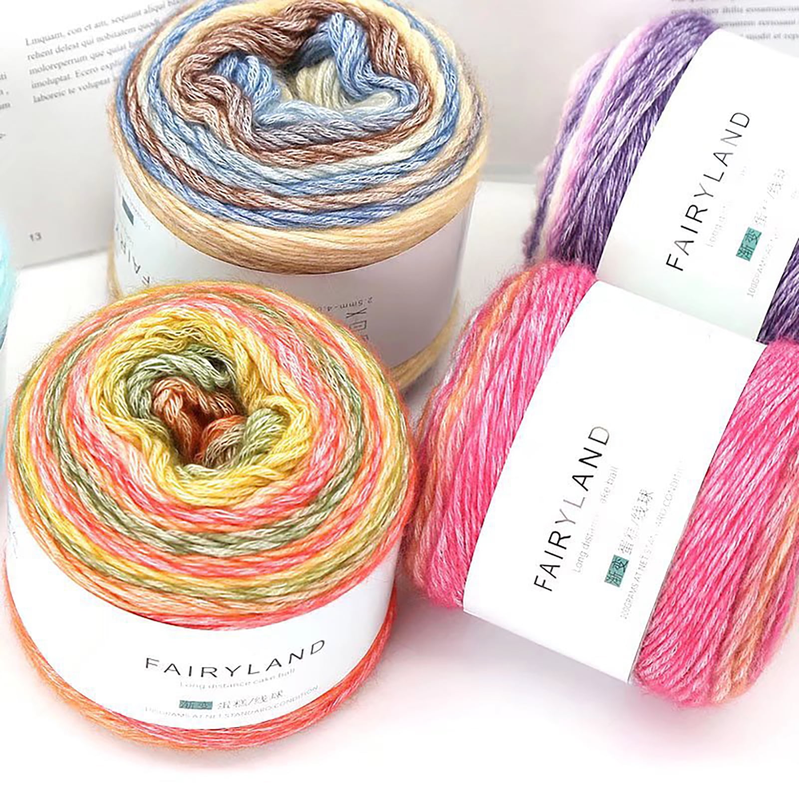 HYDa 1 Roll Woolen Yarn Gradient Color DIY Flexible Rainbow Wovening