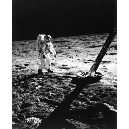 1960s Astronaut Buzz Aldrin In Space Suit Walking On The Moon Near The Apollo 11 Lunar Module July 20 1969 Print By
