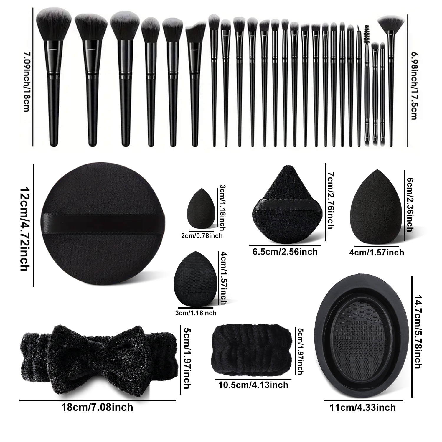 HGHDBT 51Pcs Black Makeup Brush Set Professional Makeup Kit Powder Concealers Eye shadows Blush Foundation Makeup Brushes