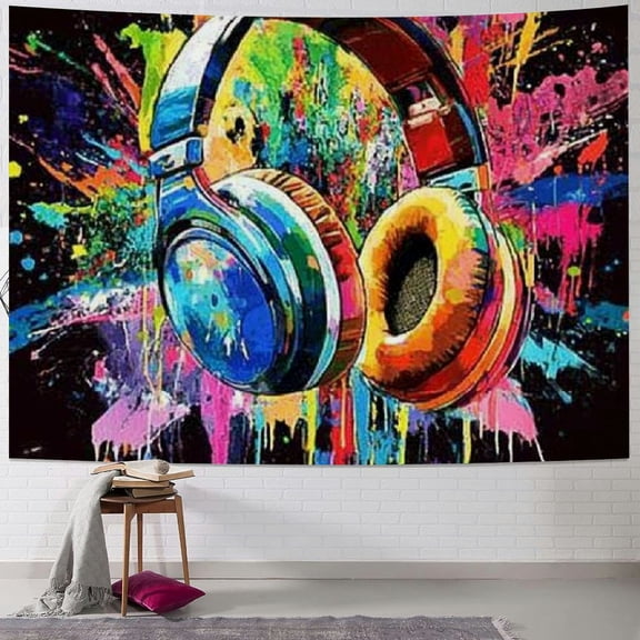 Patifu Music Notes Graffiti Tapestry Wall Hanging Unique Style Home Wall Decor Art for Living Room Bedroom Farmhouse Dorm - Aesthetic Gift for Family and Friends 40x30inch