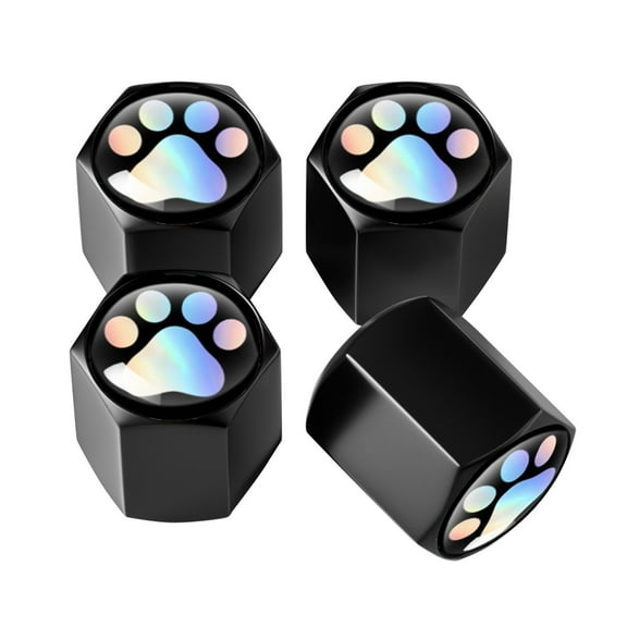Black Universal Zinc Alloy Tire Valve Stem Caps, Colorful Wheel Decoration Accessories For Cars, Set Of 4, 5.1X2.95X1.21 Inches, 0.07 Lb Weight