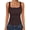 04_Deep Brown, variant on Women's Square Neck Tank Tops Double Lined Workout Tops for Women Trendy Summer Seamless Slim Fitted Basic Tight T Shirts White S