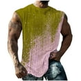 thumbnail image 3 of UVEASISHA Summer Tank Tops for Men Vintage Tie Dye Printed Sleeveless T-Shirts Big and Tall Casual Crew Neck Workout Shirts Bodybuilding Muscle Tanks Yellow 4XL, 3 of 6