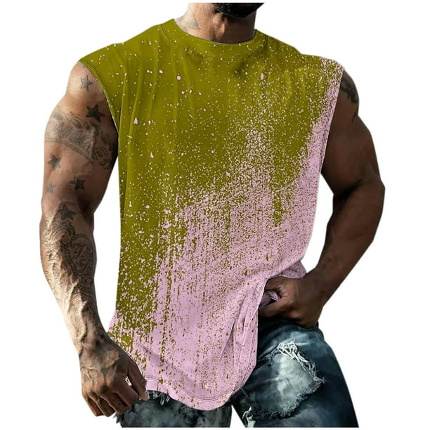 Hombres Moda Casual Impresión Suéter Cuello Redondo Deportes sin Mangas Tanque