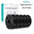 thumbnail image 4 of SUNLU PLA Filament 1.75mm, High-Speed PLA 3D Printer Filament  for 30-600mm/s Fast Printing, High Flow PLA 5kg, 1kg Spool, 5 Pack, Black, 4 of 6