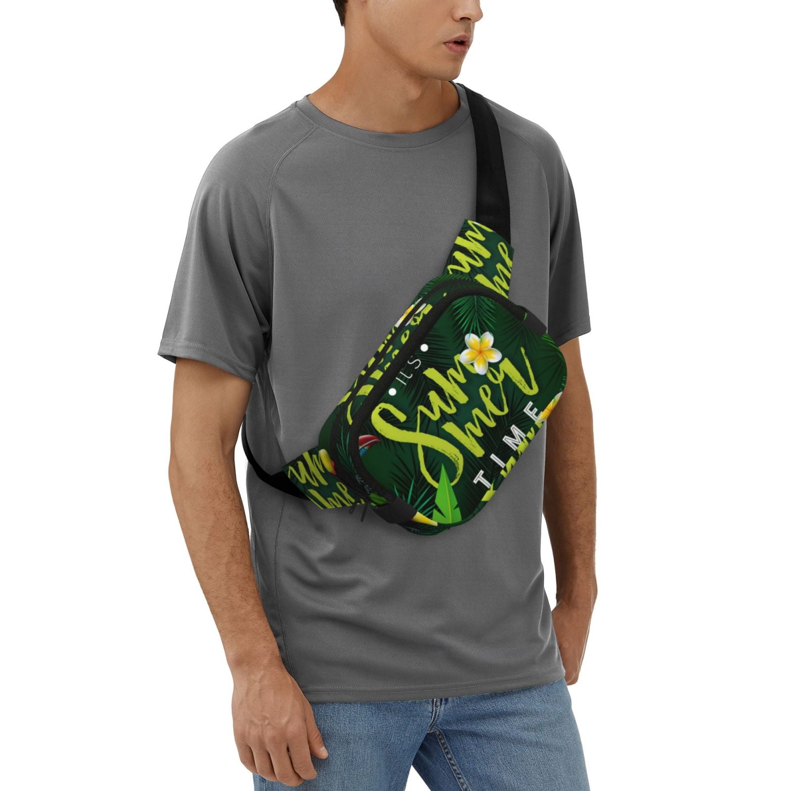 Picia Tropical Summer Vibes Print Square Double-Layer Waist Bag Mini Adjustable Waist Belt Bag Exercise Running Travel Hiking