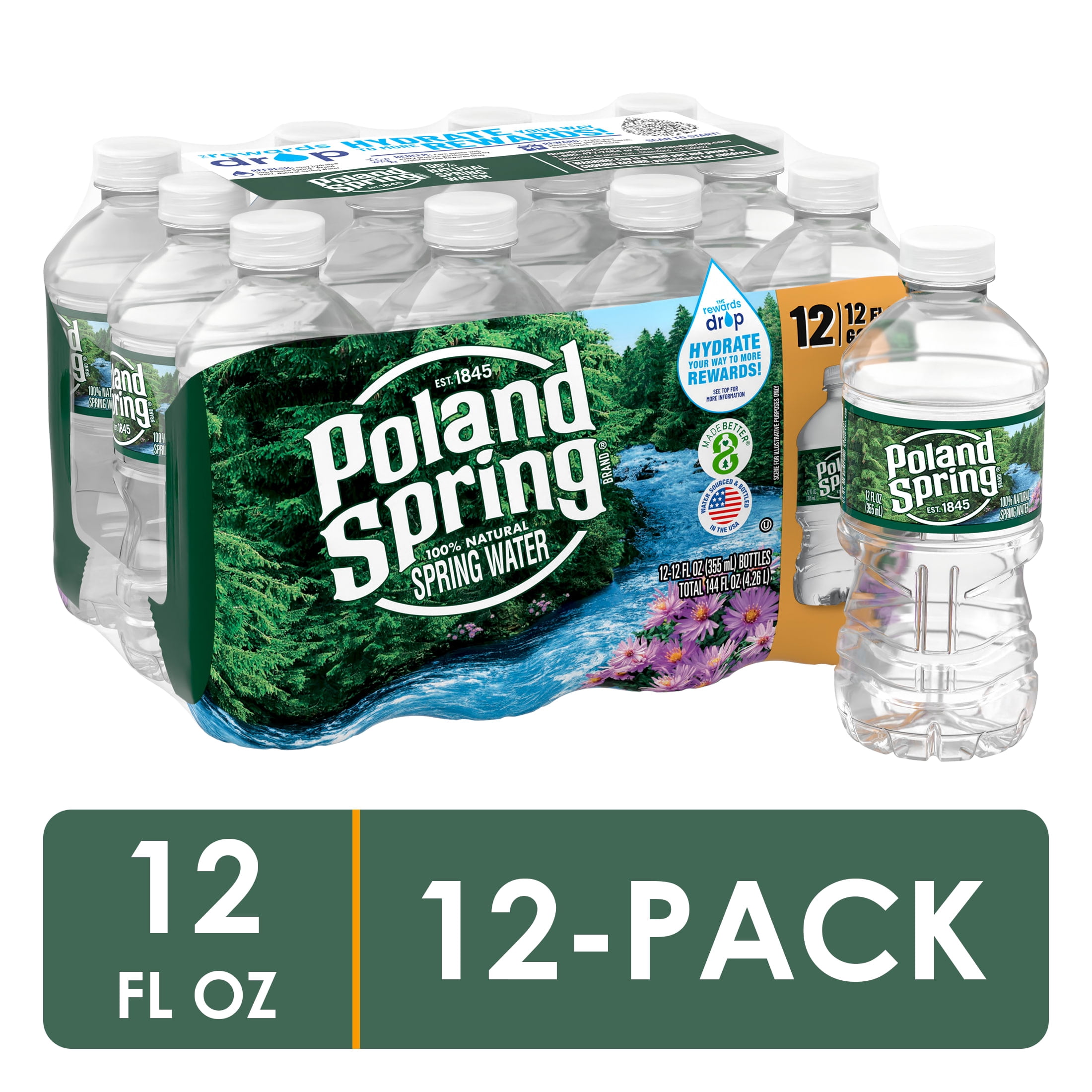 (2 pack) Poland Spring Maine Spring Water, 12 Fl Oz, 12-Pack Plastic Bottles