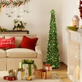 thumbnail image 3 of Ayieyill 5ft Pop up Christmas Tree,Color Artificial Pencil Tinsel Xmas Trees for Christmas Indoor Decorations, Collapsible Christmas Tree (Classic Green), 3 of 8