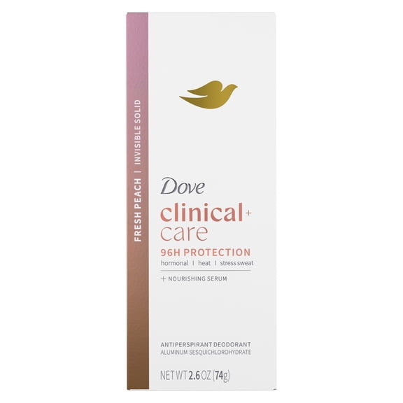 Dove Clinical Care Antiperspirant Deodorant Invisible Solid Stick For Women With Nourishing Serum Fresh Peach ,2.6 oz