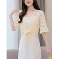 thumbnail image 2 of Kukuzhu Women's Floral Lace Tiefront Cardigan Cute Half Sleeve Sheer Bolero Shawl Cover Up, 2 of 7
