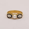 thumbnail image 4 of 0.50 CTW Natural Diamond Polki Pearl Ethnic Ring 925 Sterling Silver 14K Gold Plated with Black Enamel Women Mother's Day Gift Jewelry, 4 of 5