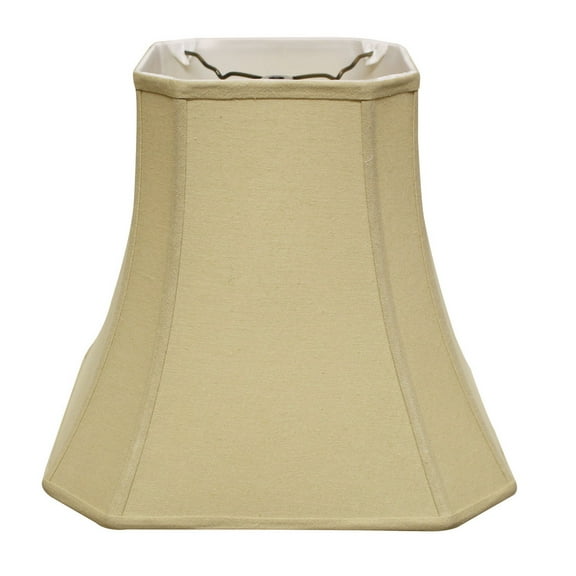 Noaman 9x16x13in Linen Lampshade with Washer Fitter, Tan Color Cut Corner Square Bell Softback for Table Lamps
