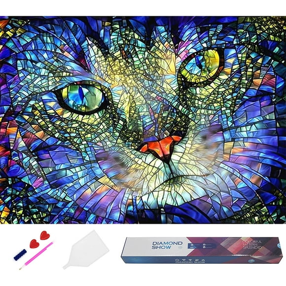HTOOQ 5D Diamond Painting Art, Cute Cats Kittens Gem Art Kit Paint with Diamonds, Jewel Art Set Rhinestone Painting Animal Diamond Painting Dotz Wall Decor Art 12x16inch