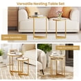 thumbnail image 2 of Giantex Ensemble de 2 Tables Gigognes Rondes, Tables Basses à Texture Marbre Moderne, Table d'Appoint Gain de Place, Table d'Appoint Empilable, 2 of 5