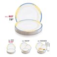 thumbnail image 5 of Smarty 7.5" White Blue Gold Harmony Rim Plastic Salad Plates 120ct, 5 of 8