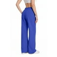 thumbnail image 4 of Women Sweatpants Baggy High Waisted Oversized Wide Leg Sweatpants Drawstring Elastic Lightweight Cotton Track Pants 03-Blue L, 4 of 4