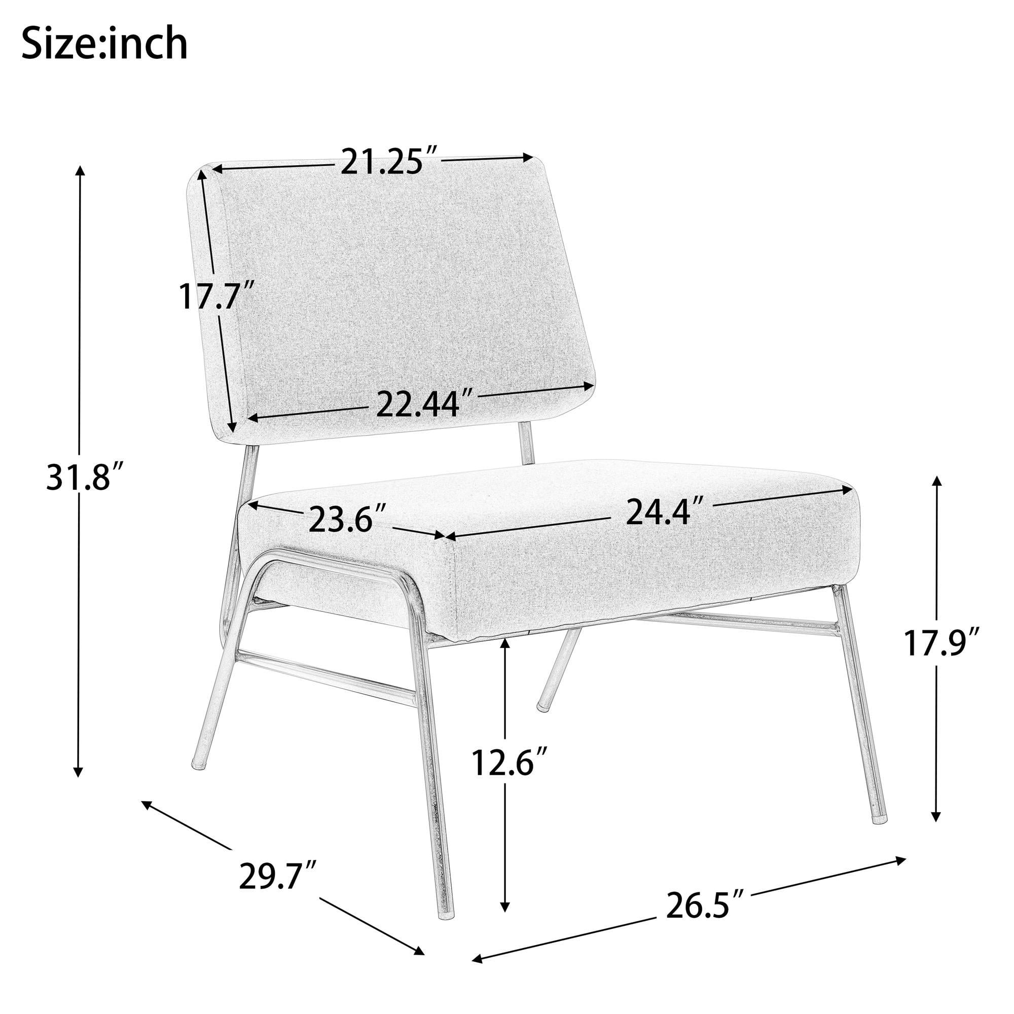 Upholstered Accent Chair, Aukfa Modern Lounge Chair with Wire Metal Frame, Cushioned Armless Reading Chair Leisure Slipper Chair for Living Room Bedroom Home Office - Brown