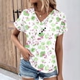 thumbnail image 1 of Fiudx Camisas para Mujer Top Informal de Primavera y Verano de Manga Corta con Cuello En V para Mujer, 1 of 6