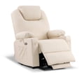 thumbnail image 2 of MCombo Large Lay Flat Dual Motor Power Lift Recliner for Big and Tall Elderly, Faux Leather(Cream White), 2 of 10