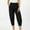 Black, variant on Women's Plus Size Under $10 Stretch Capri Pants with Pockets Loose Fitting High Waisted Button Zipper Casual Summer Comfort Capri