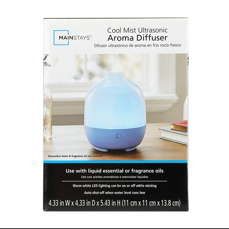 Mainstays Ultrasonic Oil Diffuser 100mL Blue Jewel Tone with 4