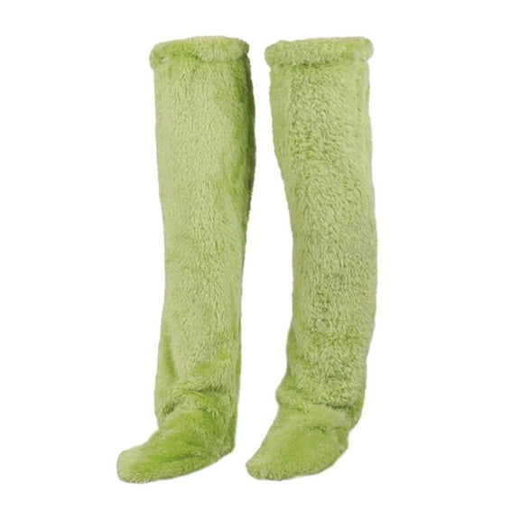 yuksok over Knee High Fuzzy Socks Bedroom Boot Socks Lady Cozy Super Soft for Women Green S