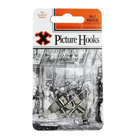 X Picture Hooks No 2 Nickel Plated 4pk