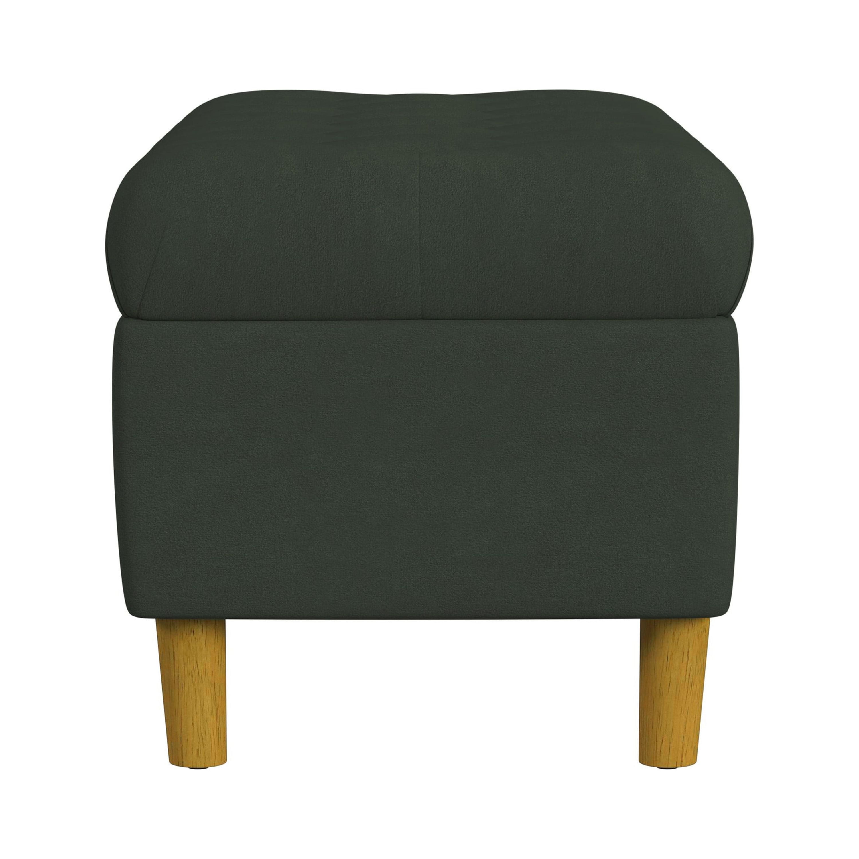 HomePop Button Tufted Storage Bench, 40"W x 18"D x 18"H, Loden Green Velvet